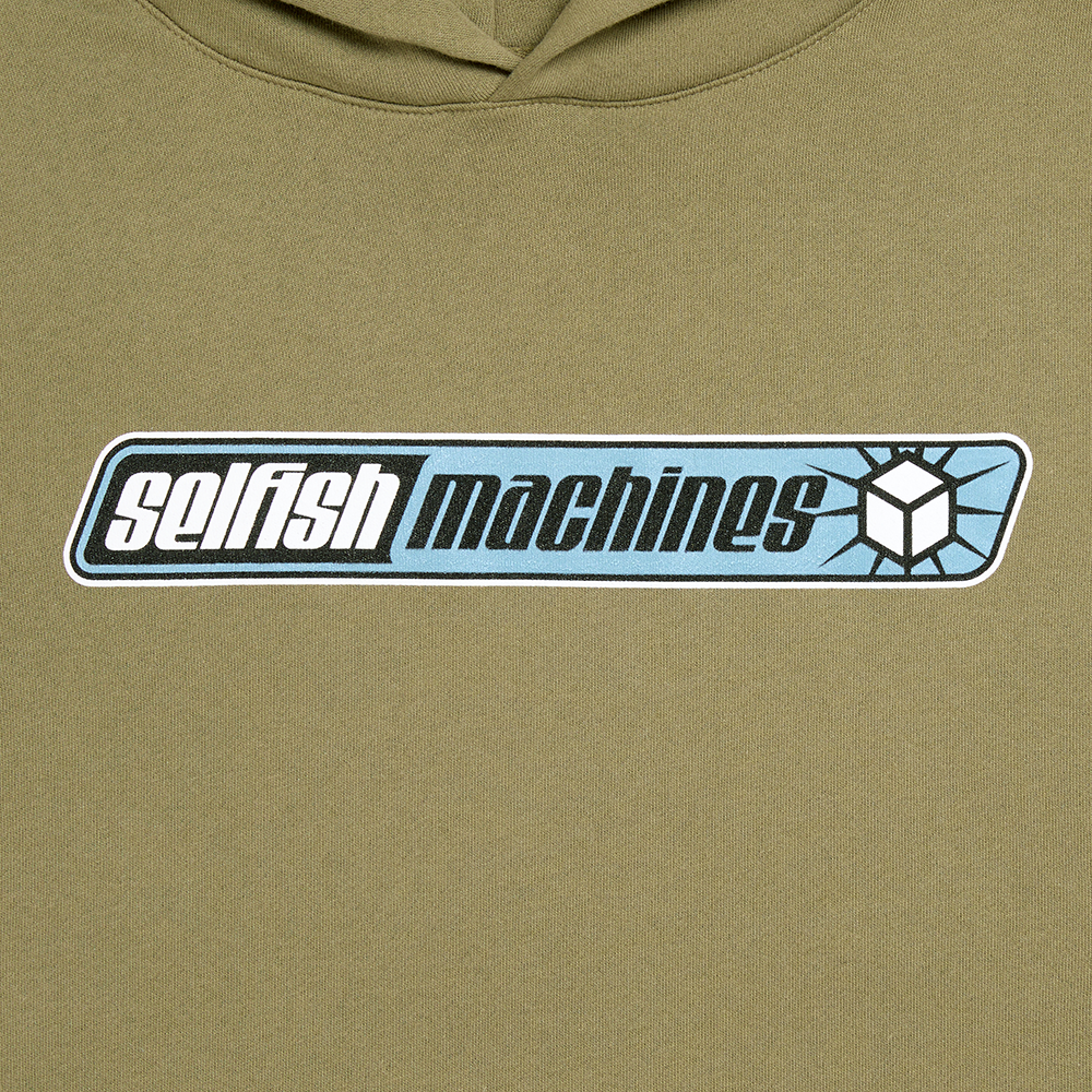 Selfish Machines Olive Pill Hoodie Front Detail
