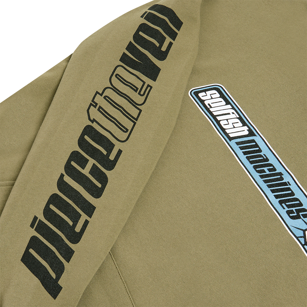 Selfish Machines Olive Pill Hoodie Sleeve Detail